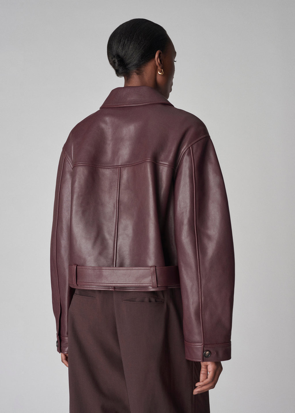 Bomber Jacket in Lambskin - Bordeaux - CO