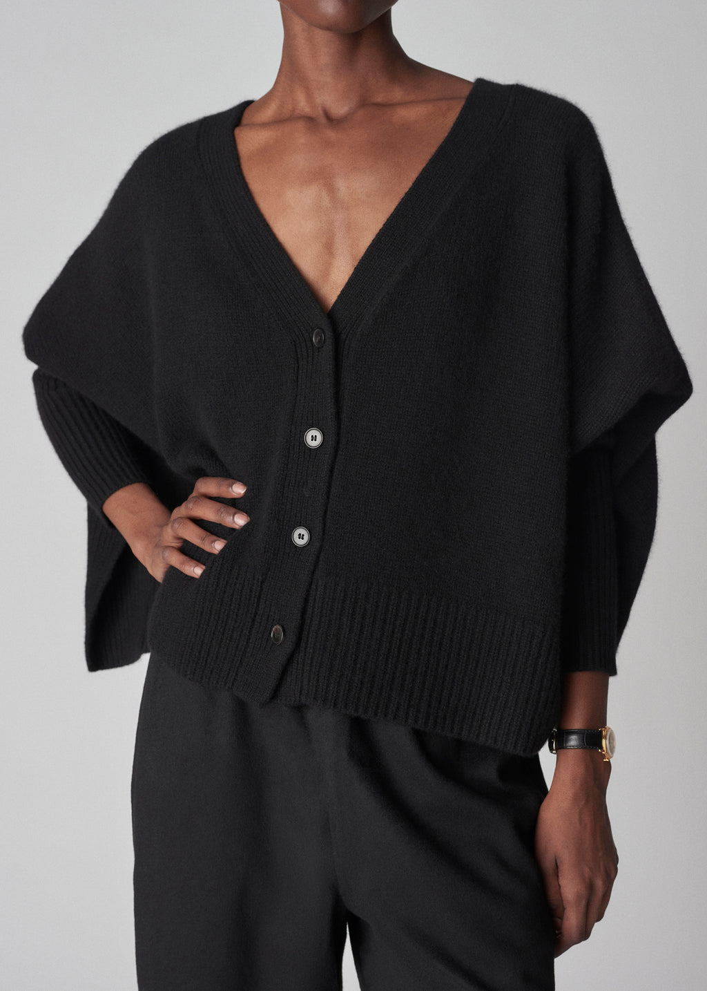 Batwing Cardigan in Cashmere - Black - CO