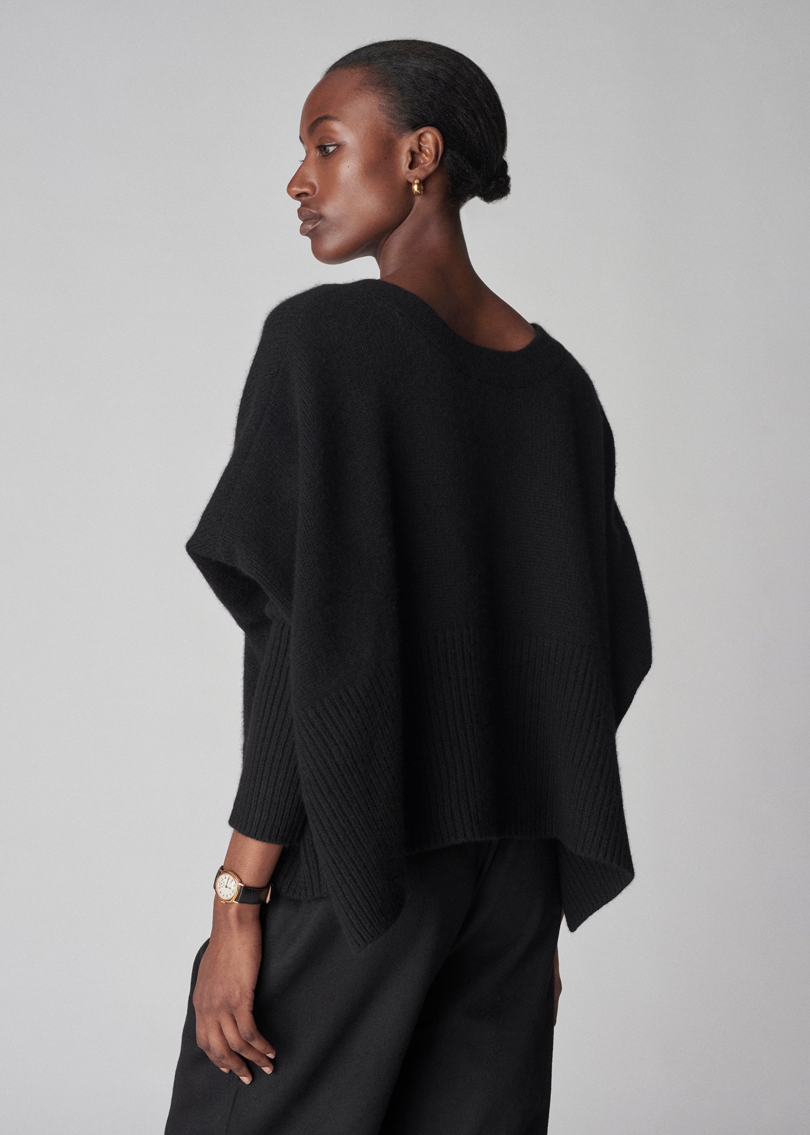 Batwing Cardigan in Cashmere - Black