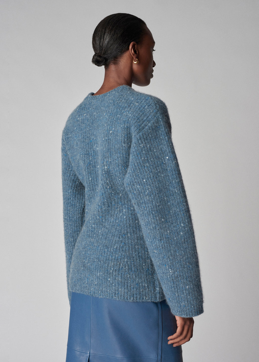 Hourglass Sweater in Tweed Knit - Blue Melange - CO