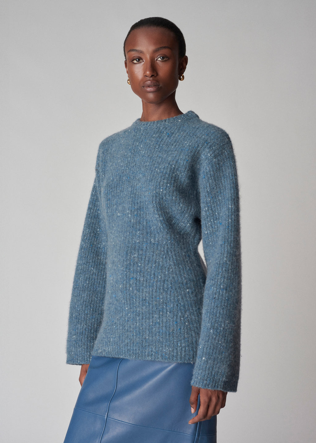 Hourglass Sweater in Tweed Knit - Blue Melange - CO