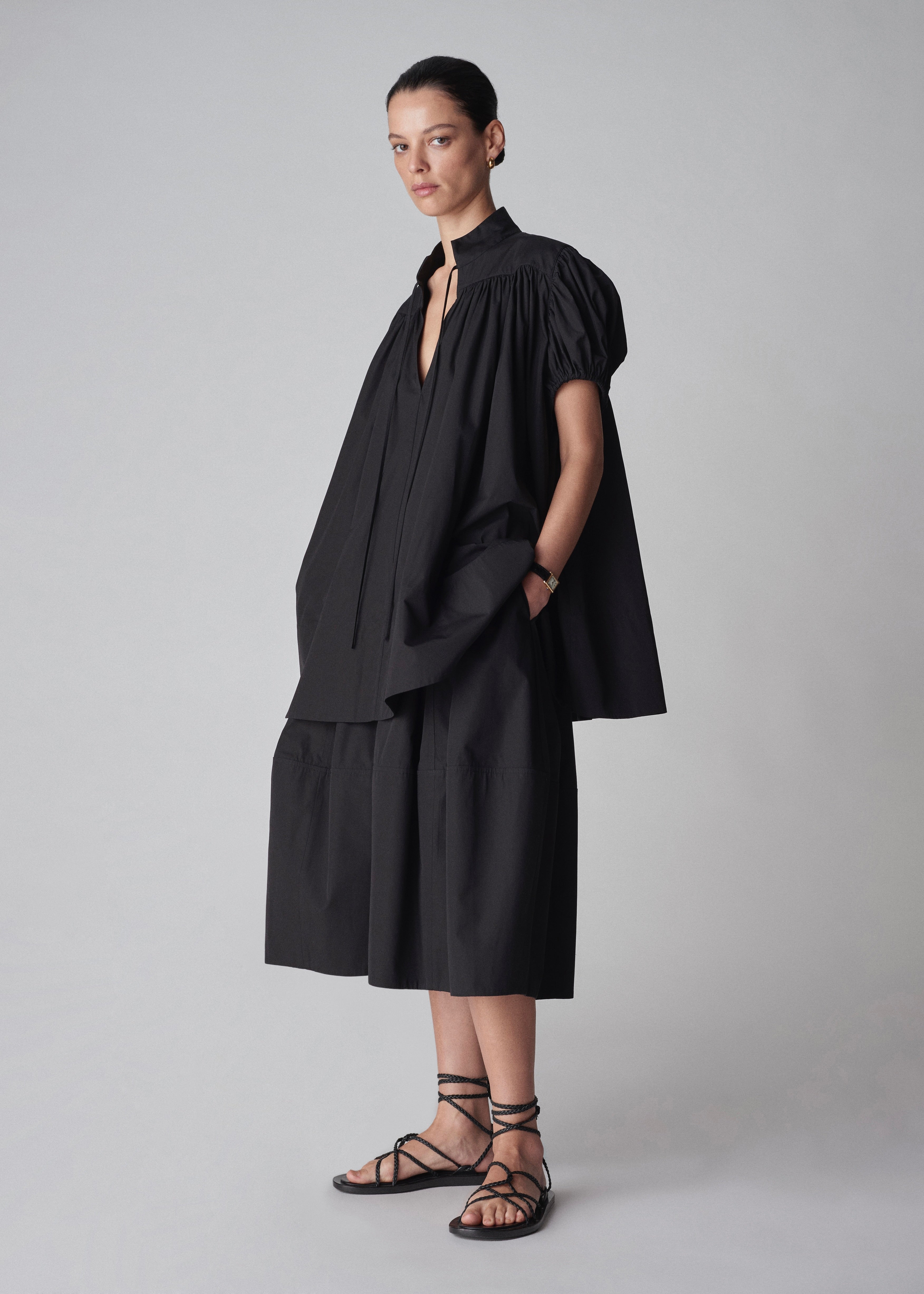 Full Skirt in Cotton Poplin - Black - CO Collections