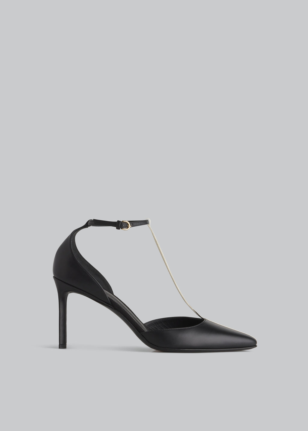 T-Strap D'orsay Heel in Leather - Black - CO