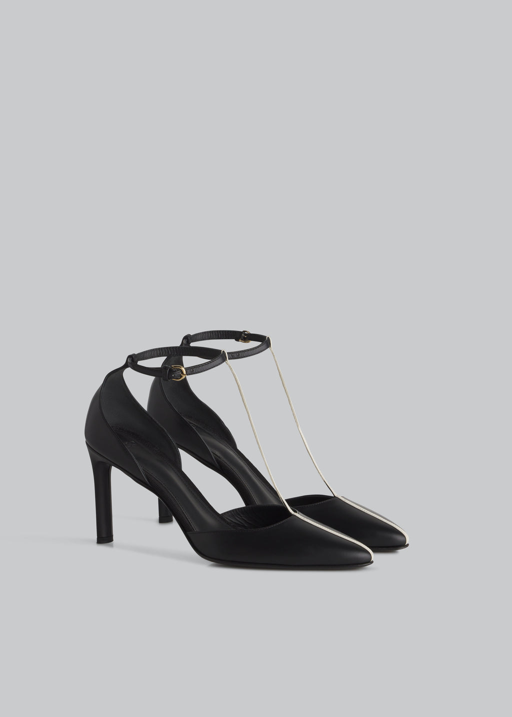 T-Strap D'orsay Heel in Leather - Black - CO