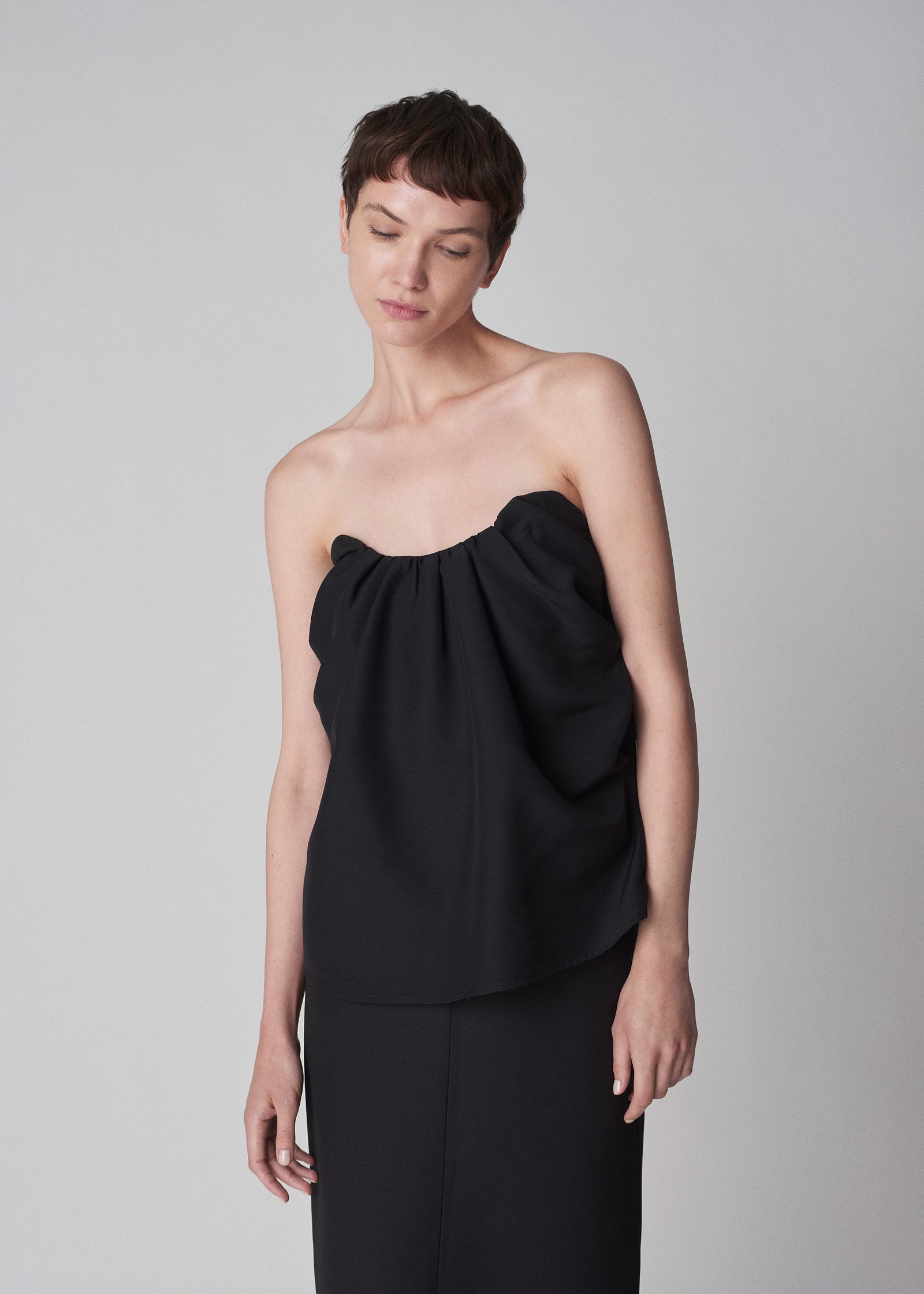 Bustier Top in Smooth Faille - Black - CO Collections