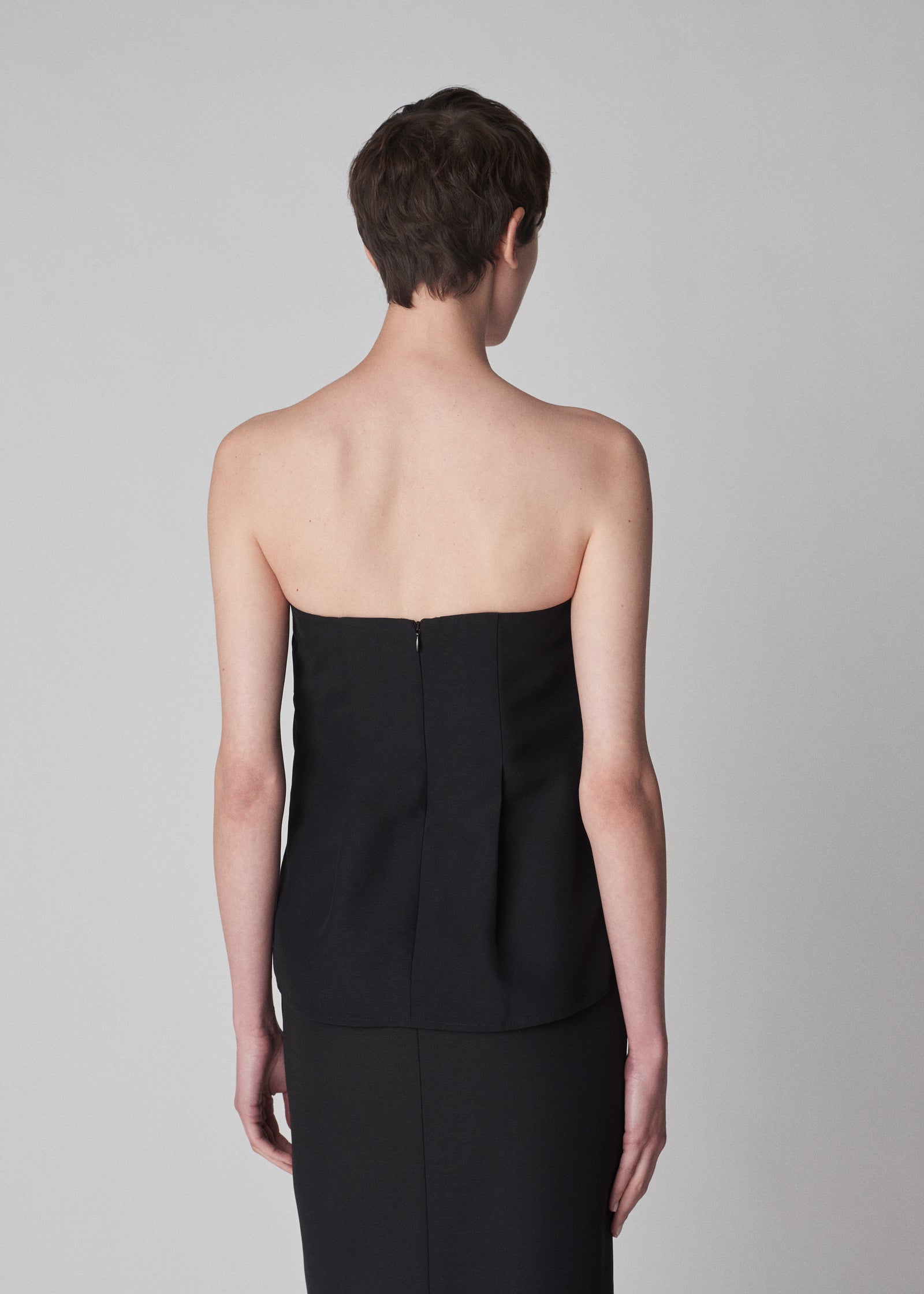 Bustier Top in Smooth Faille - Black - CO Collections