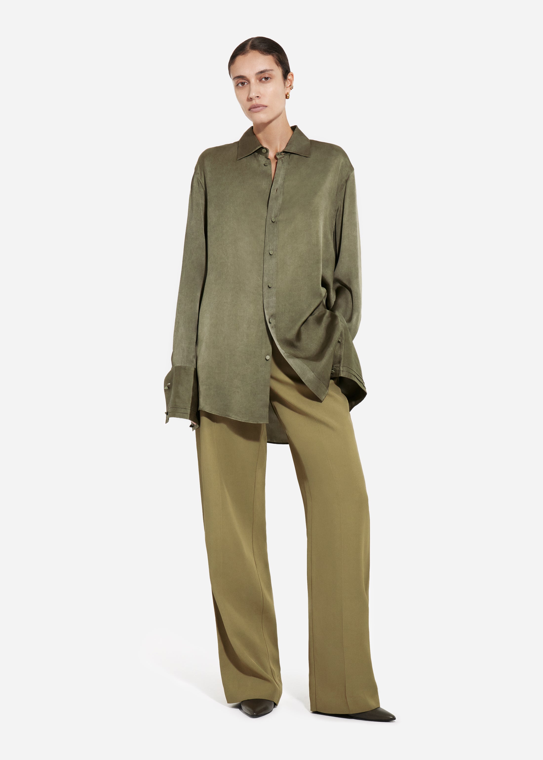 Mens Collared Shirt in Viscose - Jade