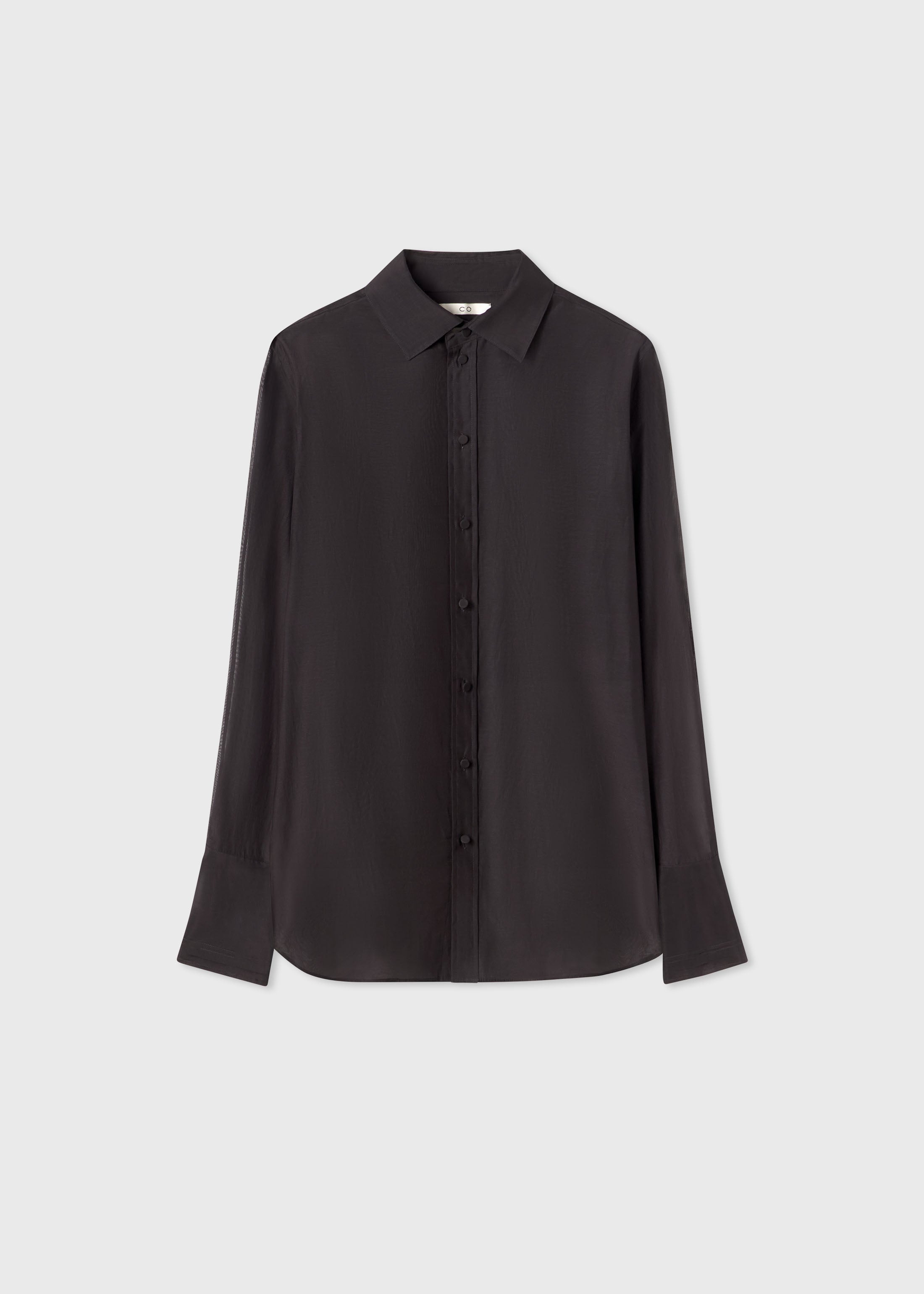 Mens Collared Shirt in Cotton Silk - Black