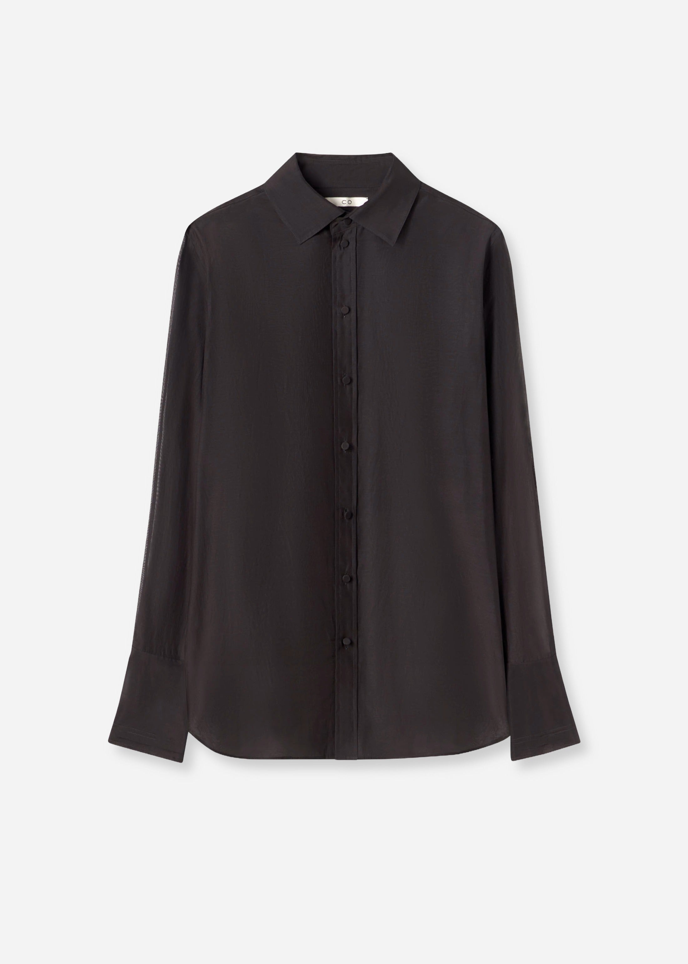 Mens Collared Shirt in Cotton Silk - Black