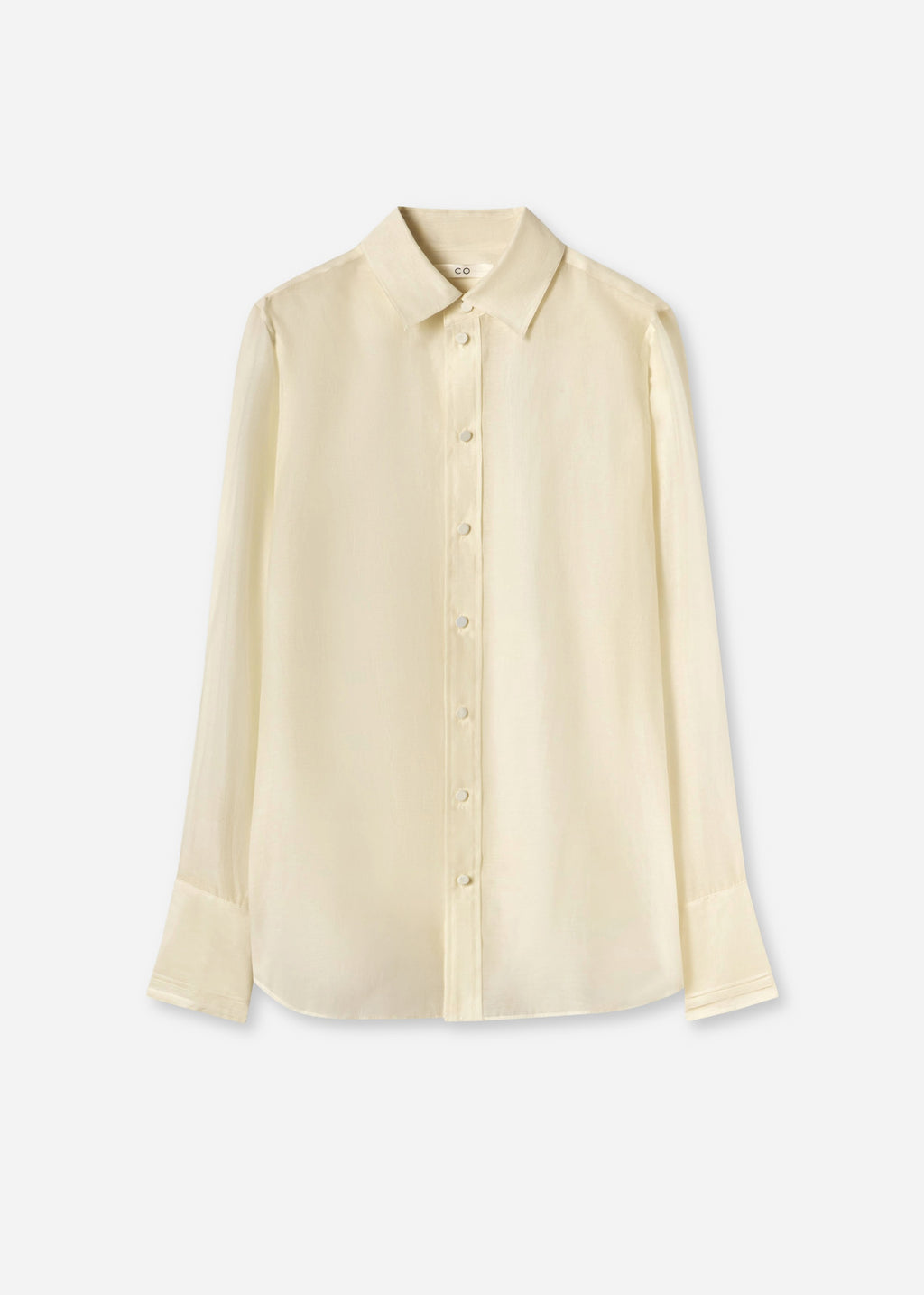 Mens Collared Shirt in Cotton Silk Voile - Pearl - CO