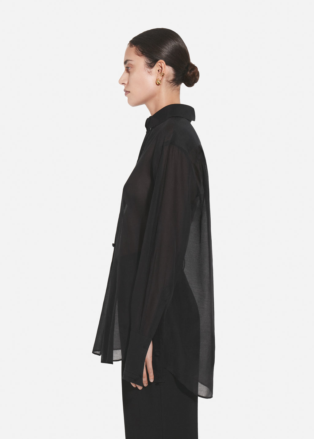 Mens Collared Shirt in Cotton Silk - Black - CO