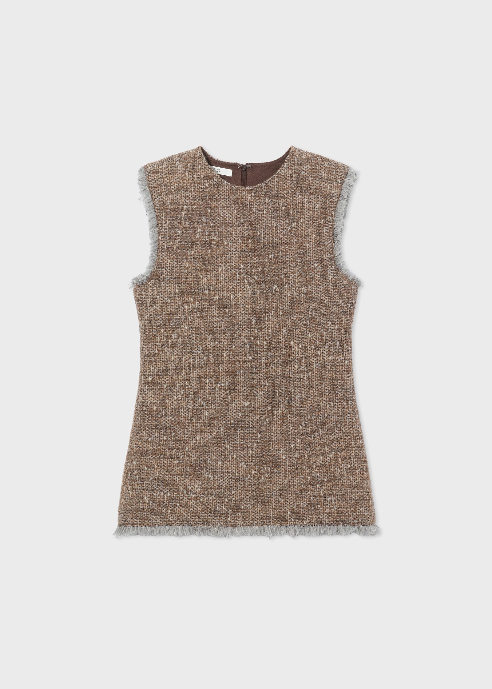 Sleeveless Top in Boucle - Brown Multi