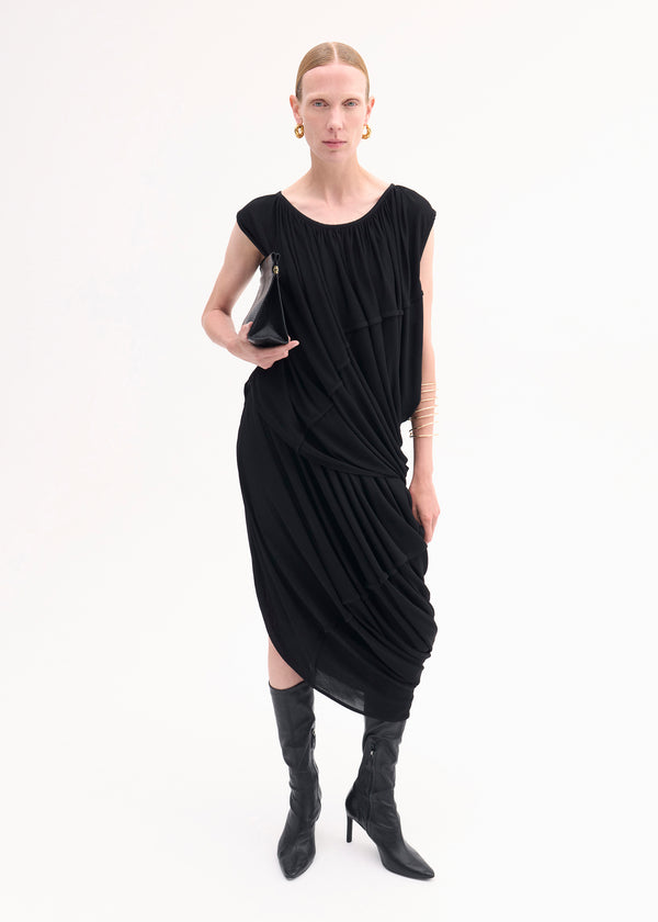 Draped Top in Crepe Jersey - Black - CO
