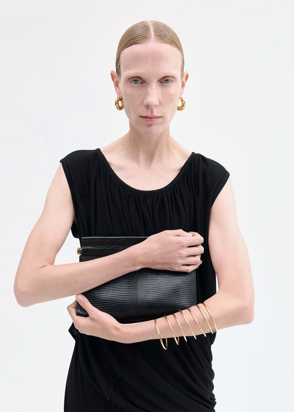 Draped Top in Crepe Jersey - Black - CO