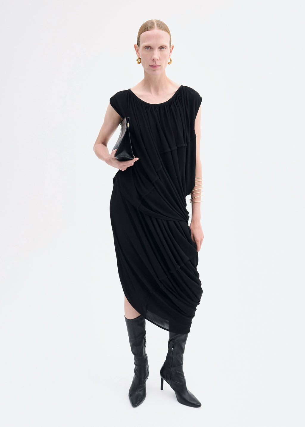 Draped Top in Crepe Jersey - Black - CO