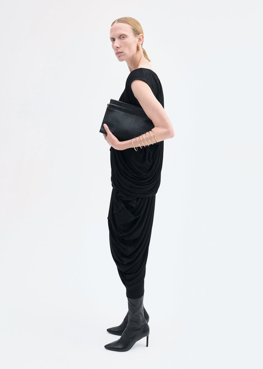 Draped Top in Crepe Jersey - Black - CO
