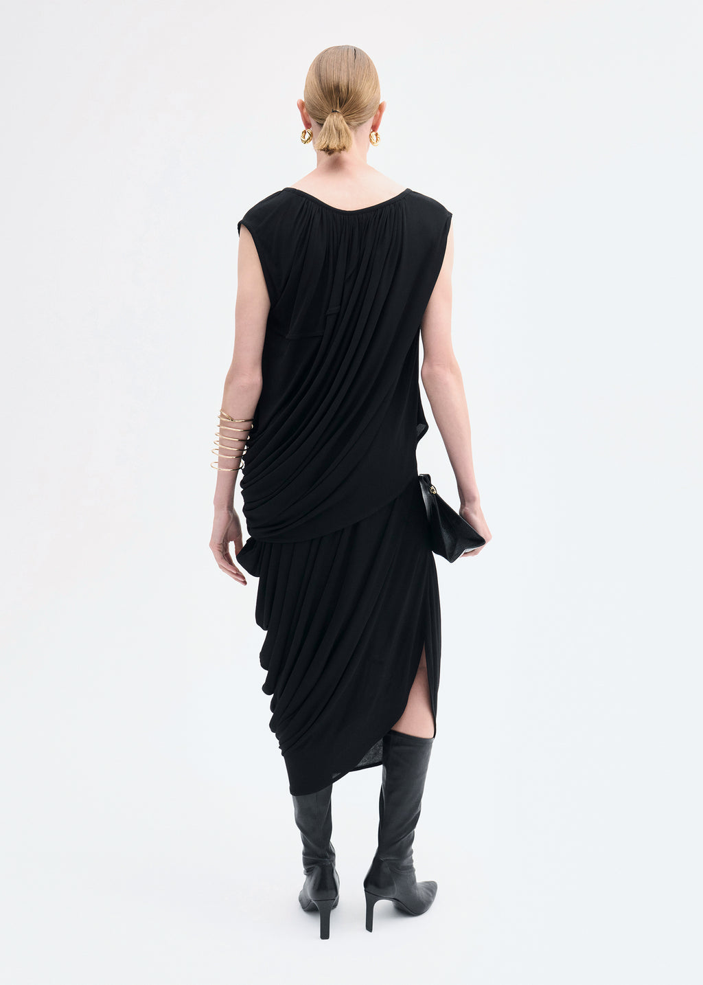 Draped Top in Crepe Jersey - Black - CO
