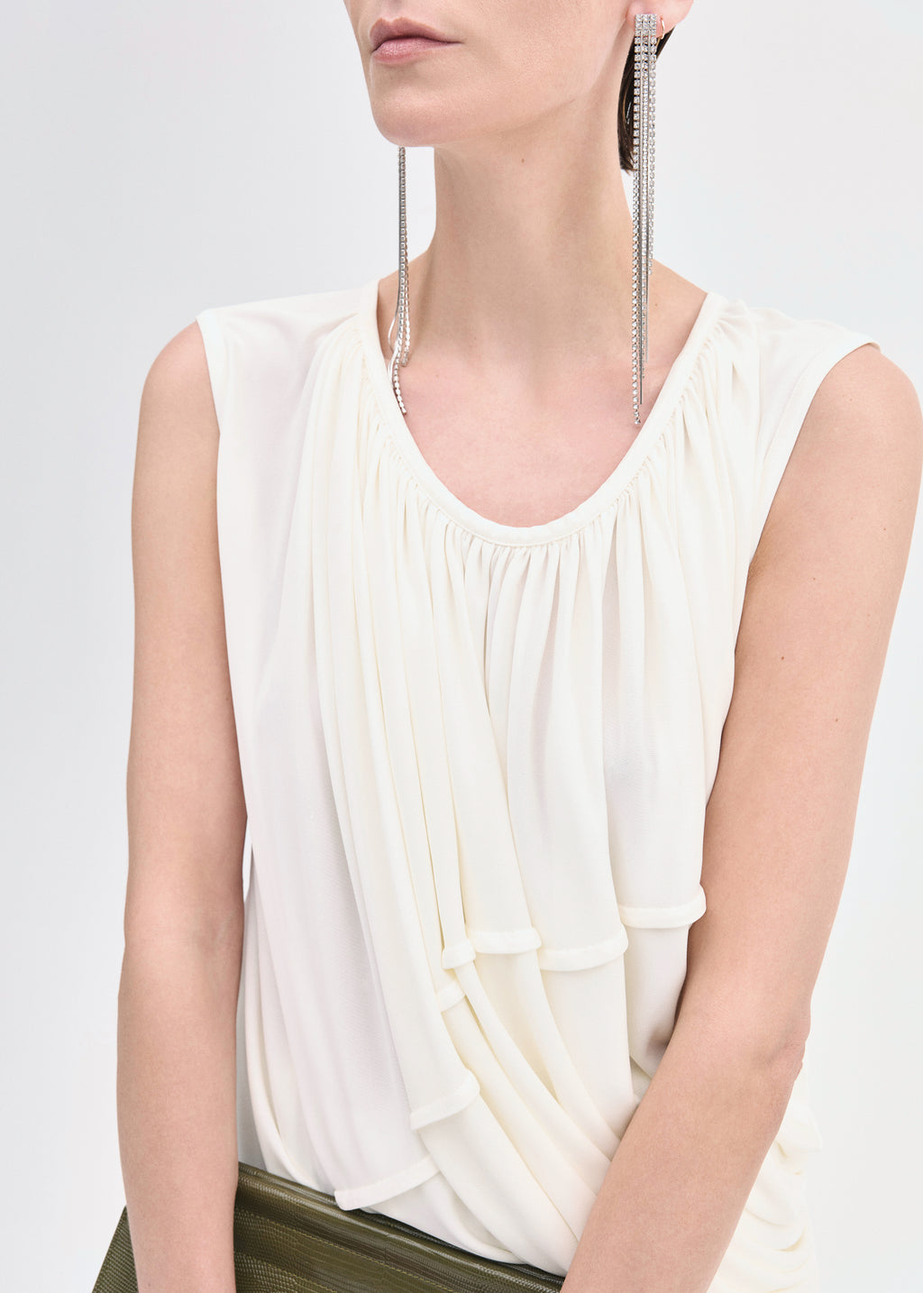 Draped Top in Viscose Jersey - Ivory - CO