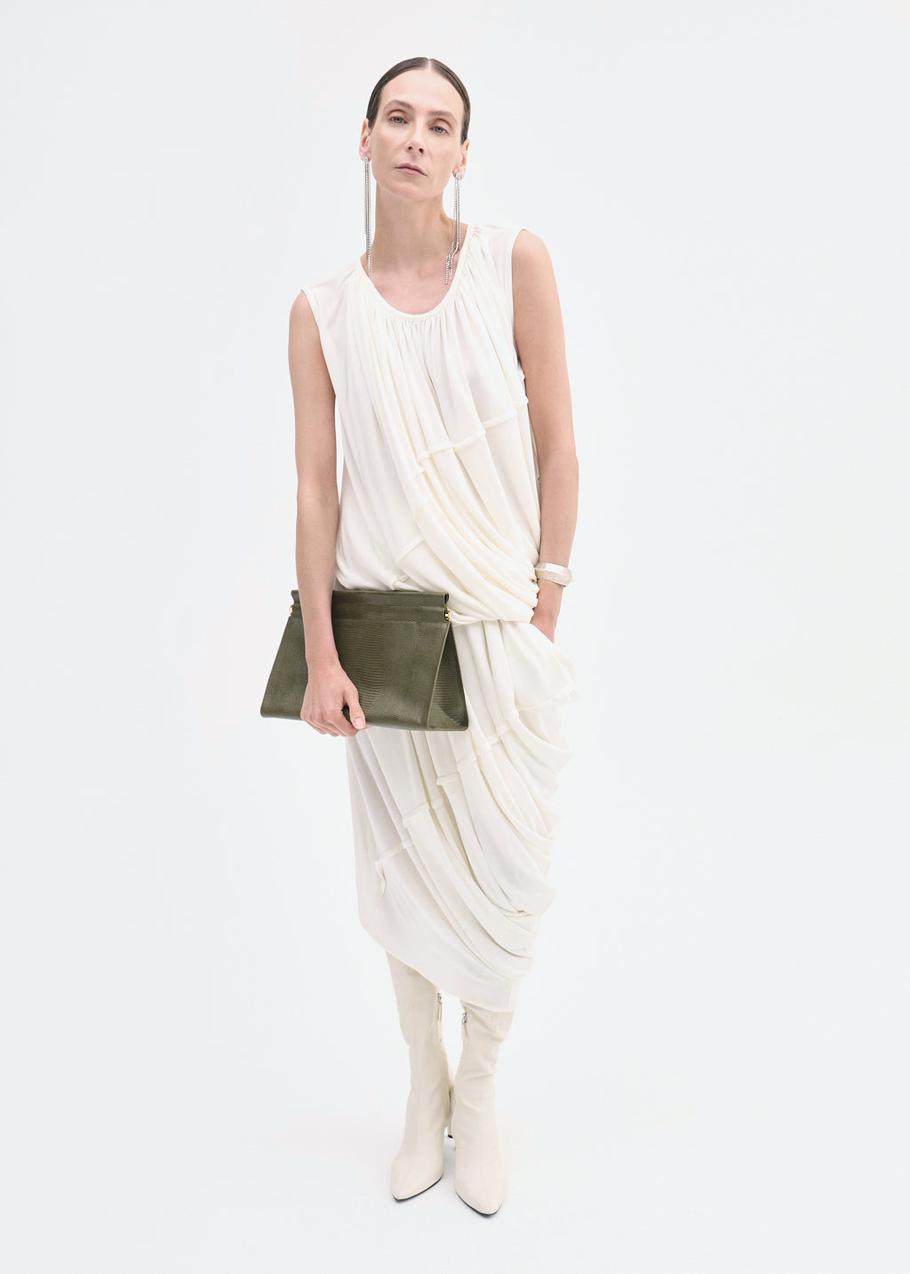 Draped Skirt in Crepe Jersey - Ivory - CO