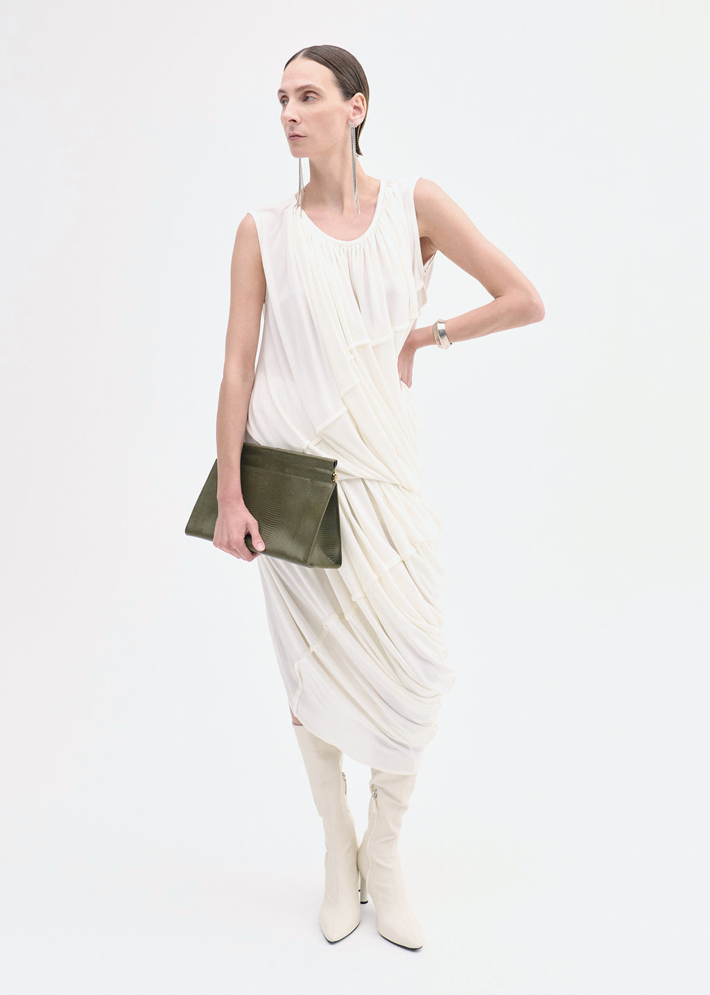 Draped Top in Viscose Jersey - Ivory - CO