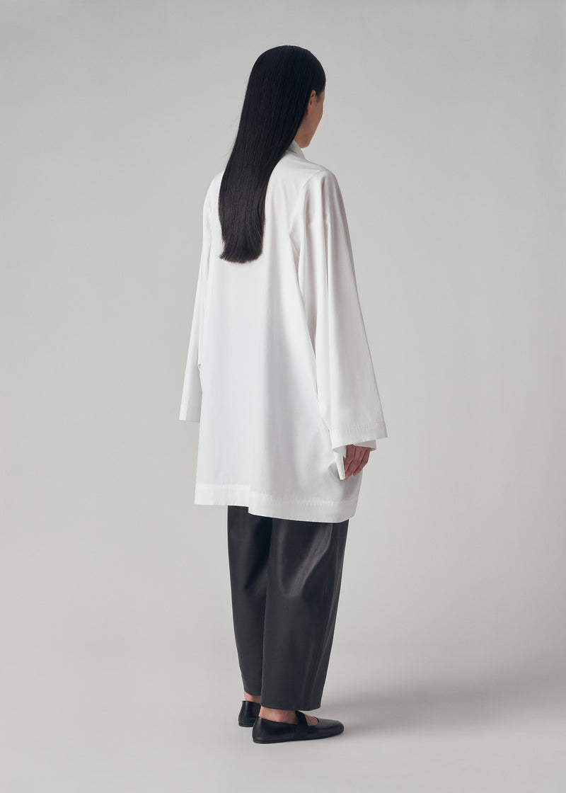 Oversized Wide Sleeve Tunic Shirt in Cotton  - Optic White - CO