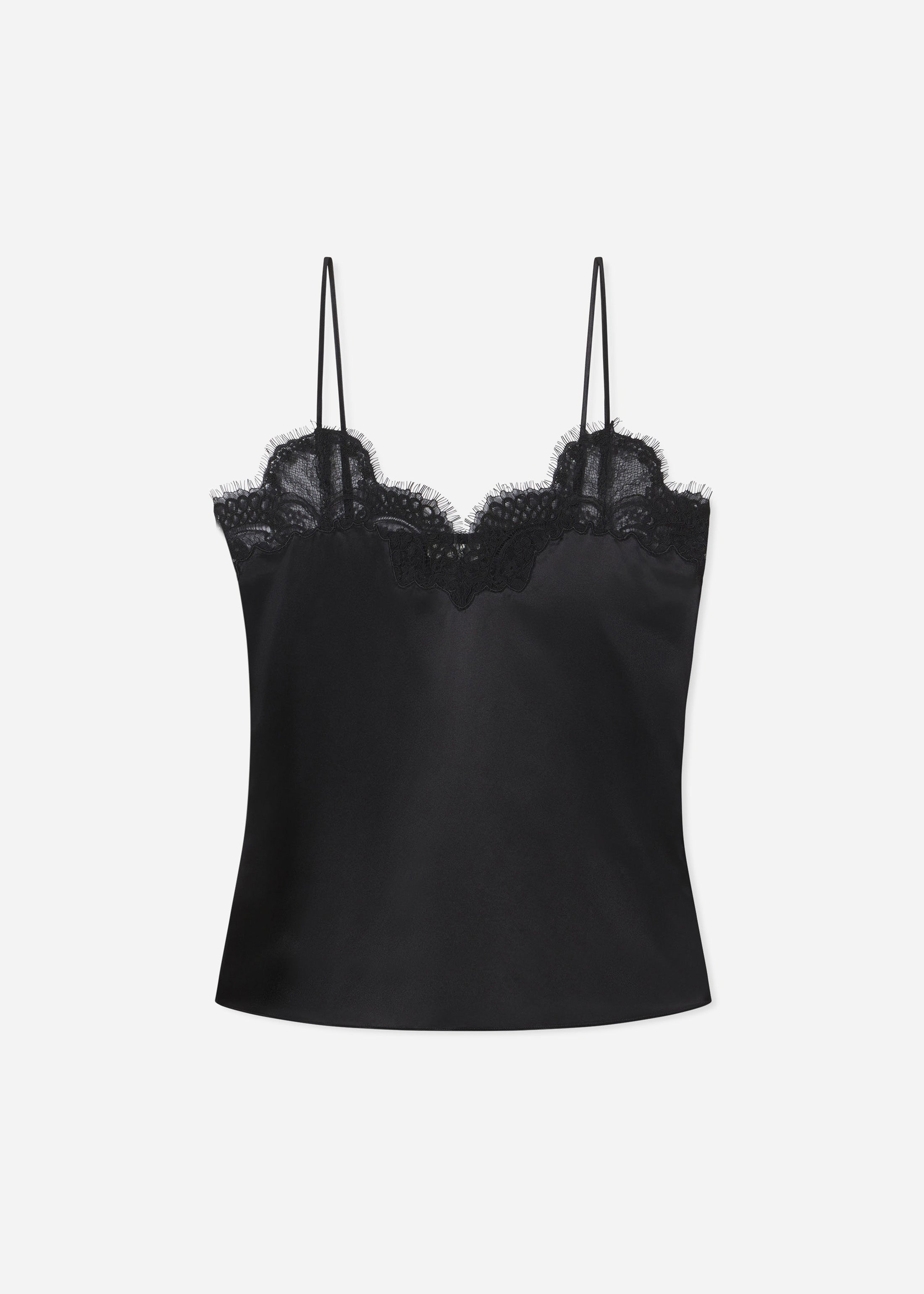 Lace Camisole in Silk - Black