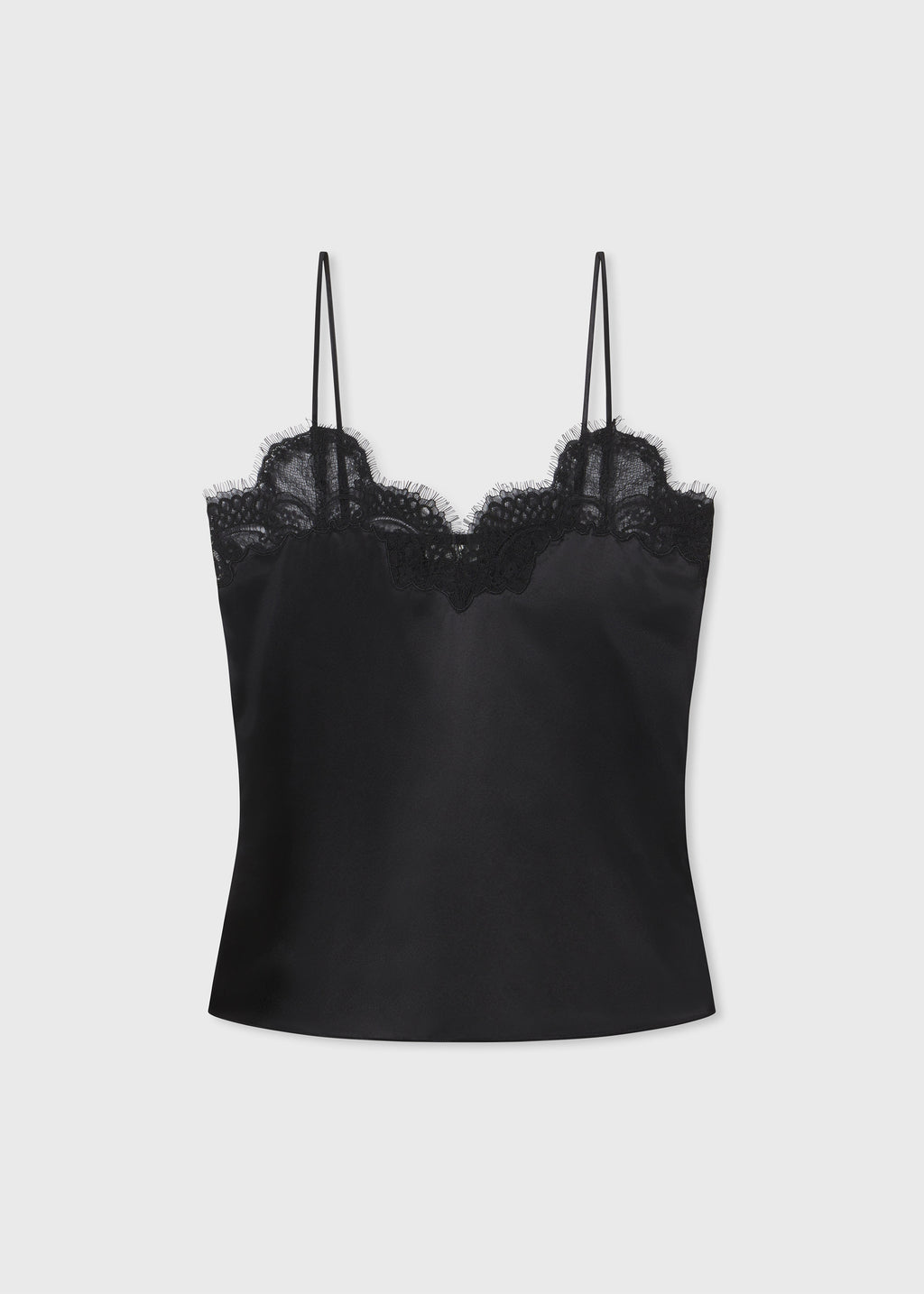 Lace Camisole in Silk Satin - Black - CO