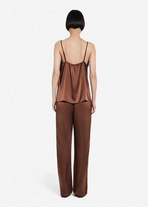 Lace Camisole in Silk - Chocolate - CO