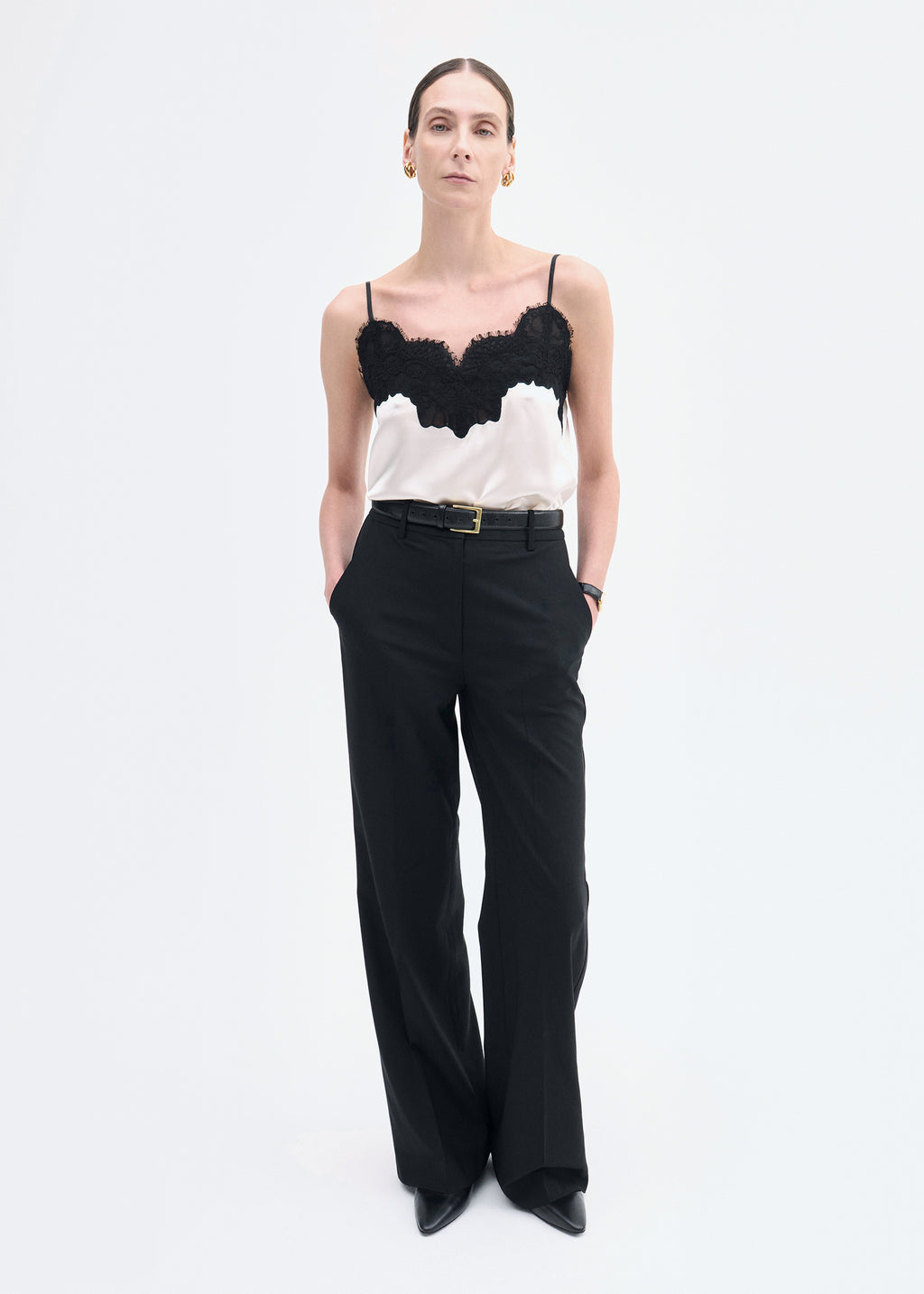 Lace Camisole in Silk - Ivory - CO