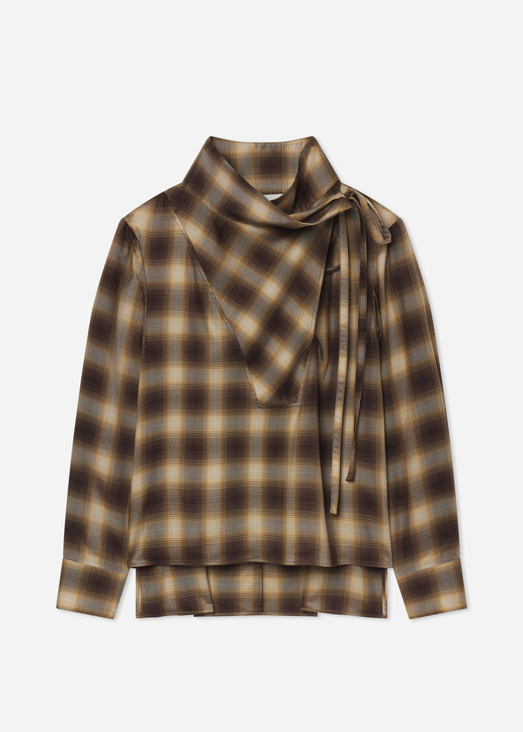 Workwear Shirt in Tencel Plaid - Brown Multi, image 5 of 5
