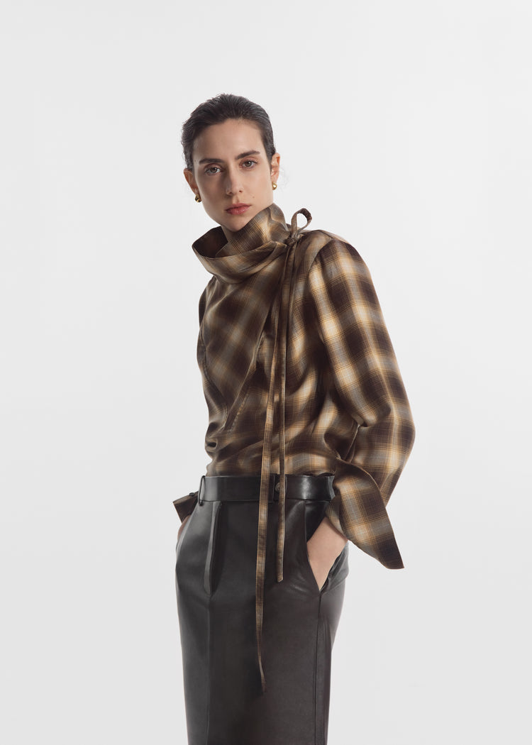 Workwear Shirt in Tencel Plaid - Brown Multi, image 1 of 5