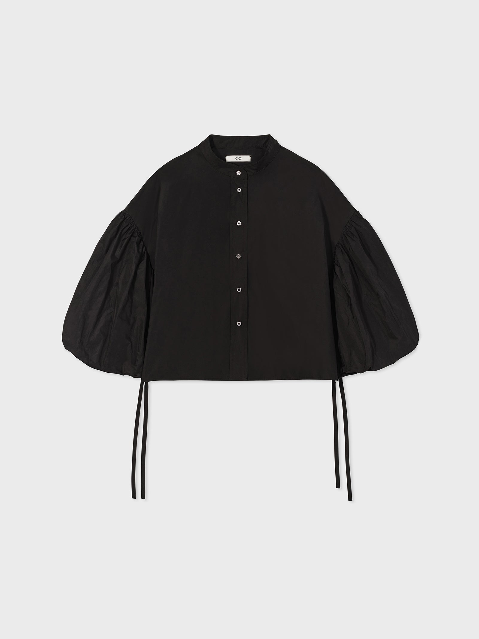 Balloon Sleeve Blouse in Cotton Poplin - Black - CO Collections