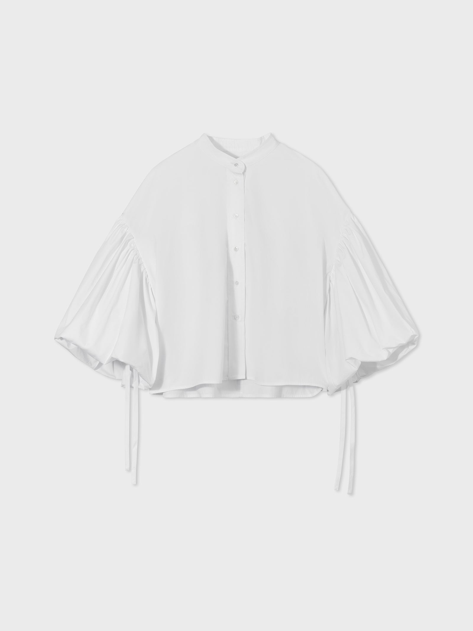 Balloon Sleeve Blouse in Cotton Poplin - White - CO Collections