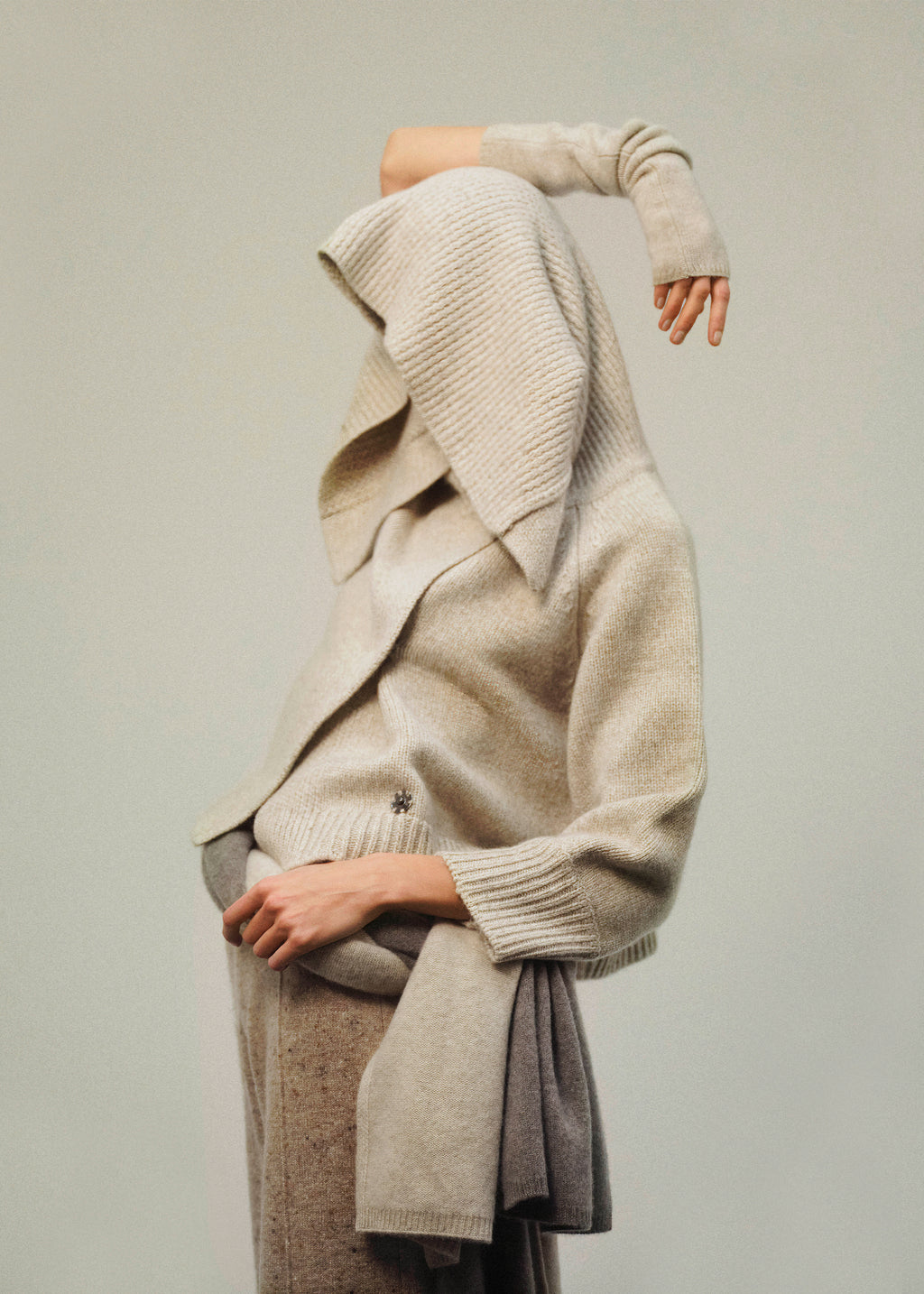 Long Gloves in Cashmere - Ivory Melange - CO