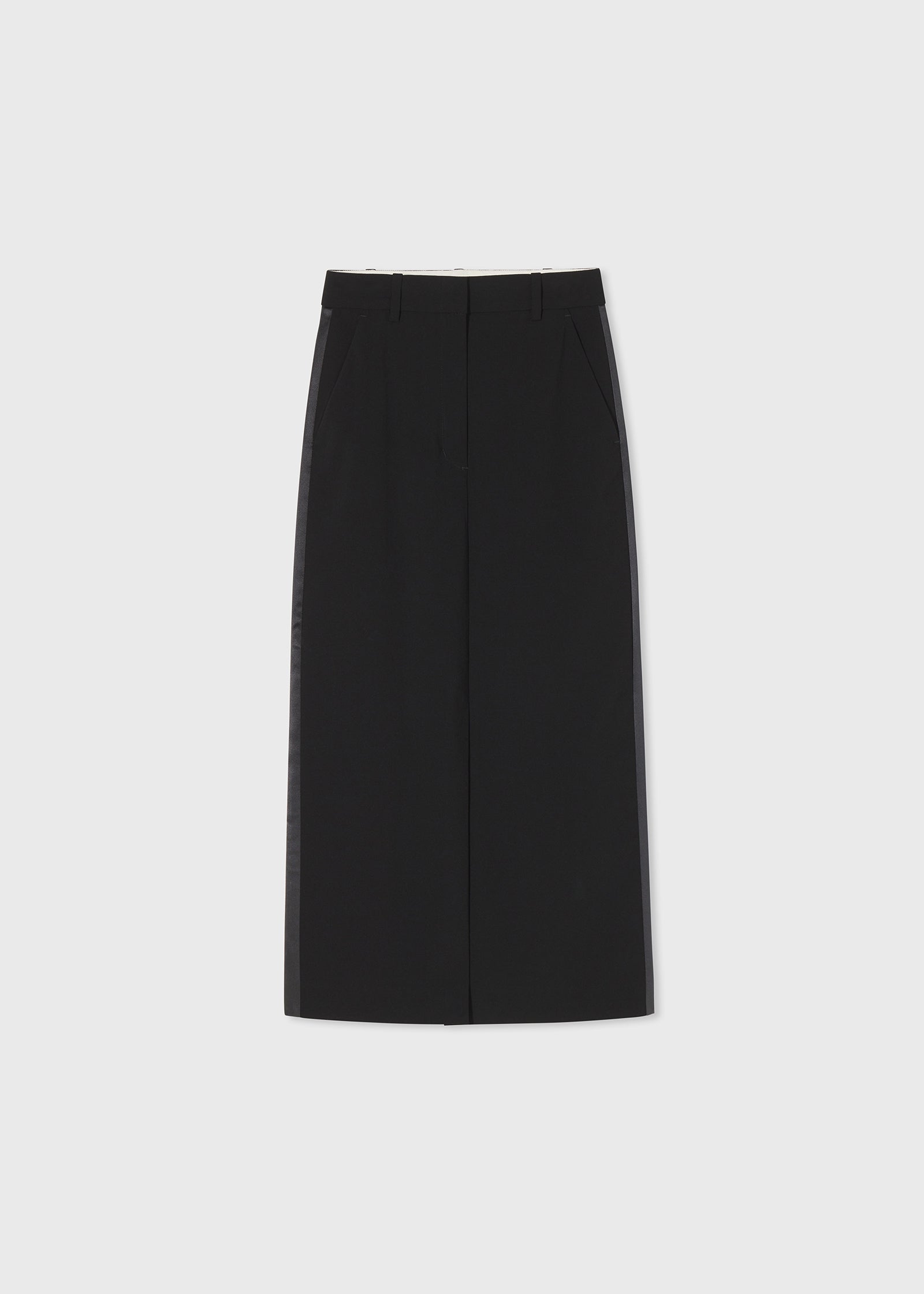 Tuxedo Pencil Skirt in Stretch Virgin Wool - Black - CO Collections