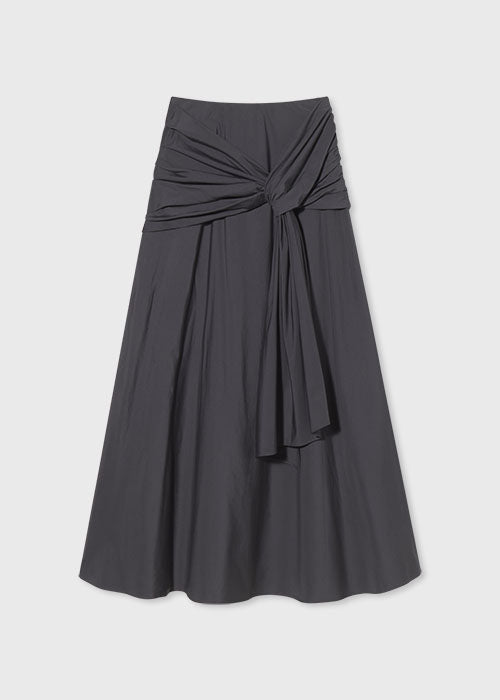 High Waist Circle Skirt in Cotton Sateen - Charcoal - CO