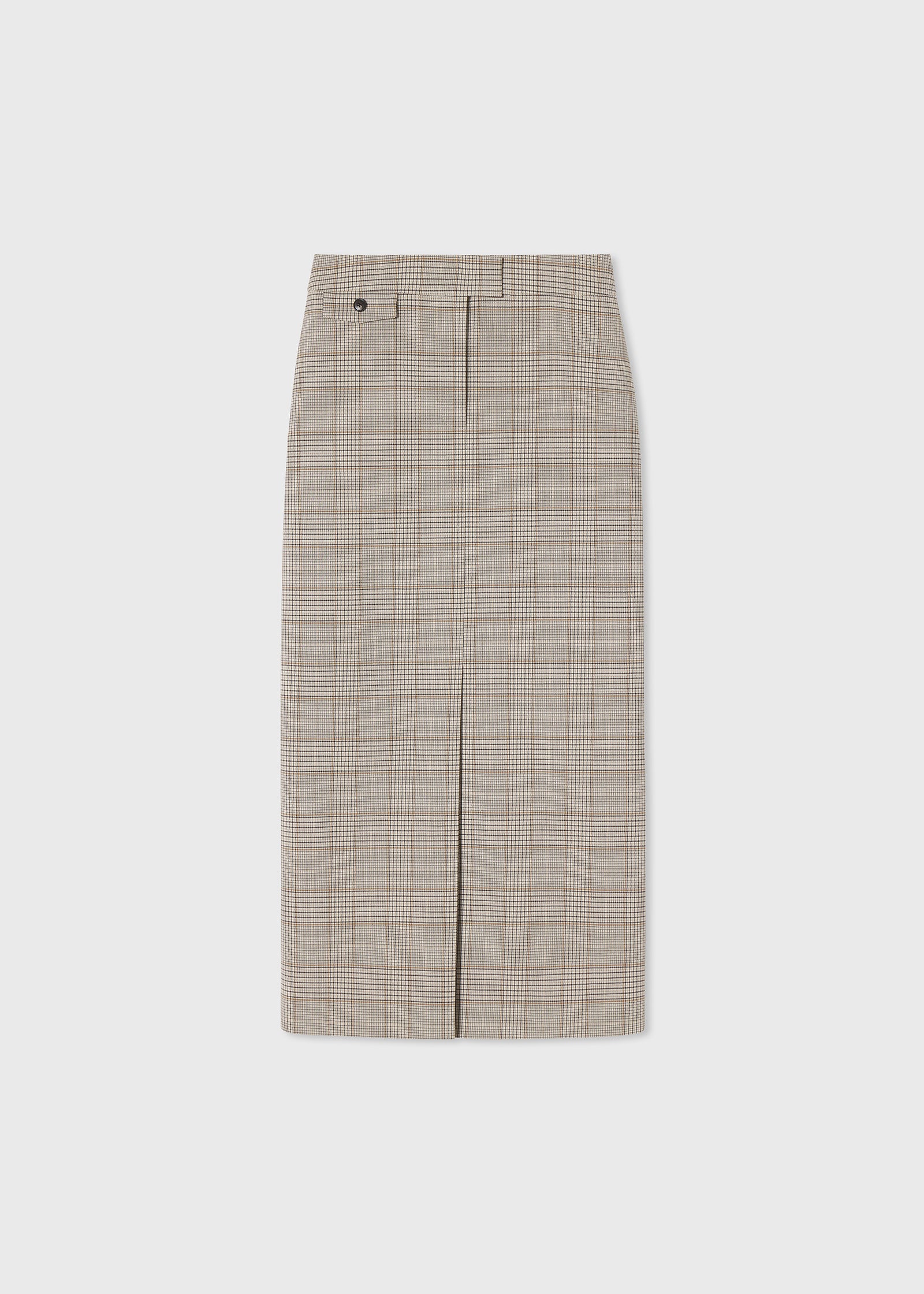Slit Front Midi Pencil Skirt in Virgin Wool  - Taupe Multi - CO Collections