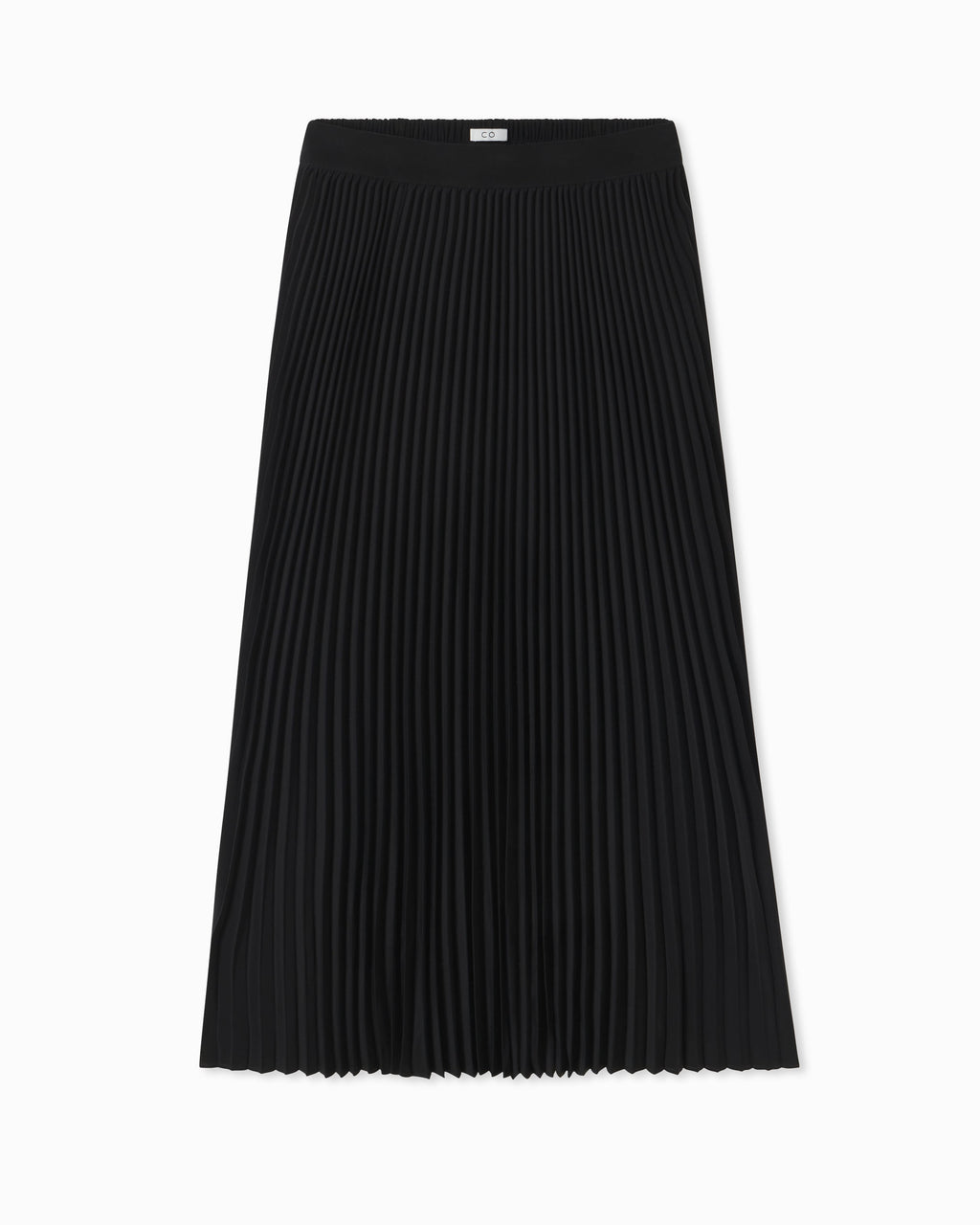 Pleated Elastic Waist Skirt in Stretch Crepe - Black - CO