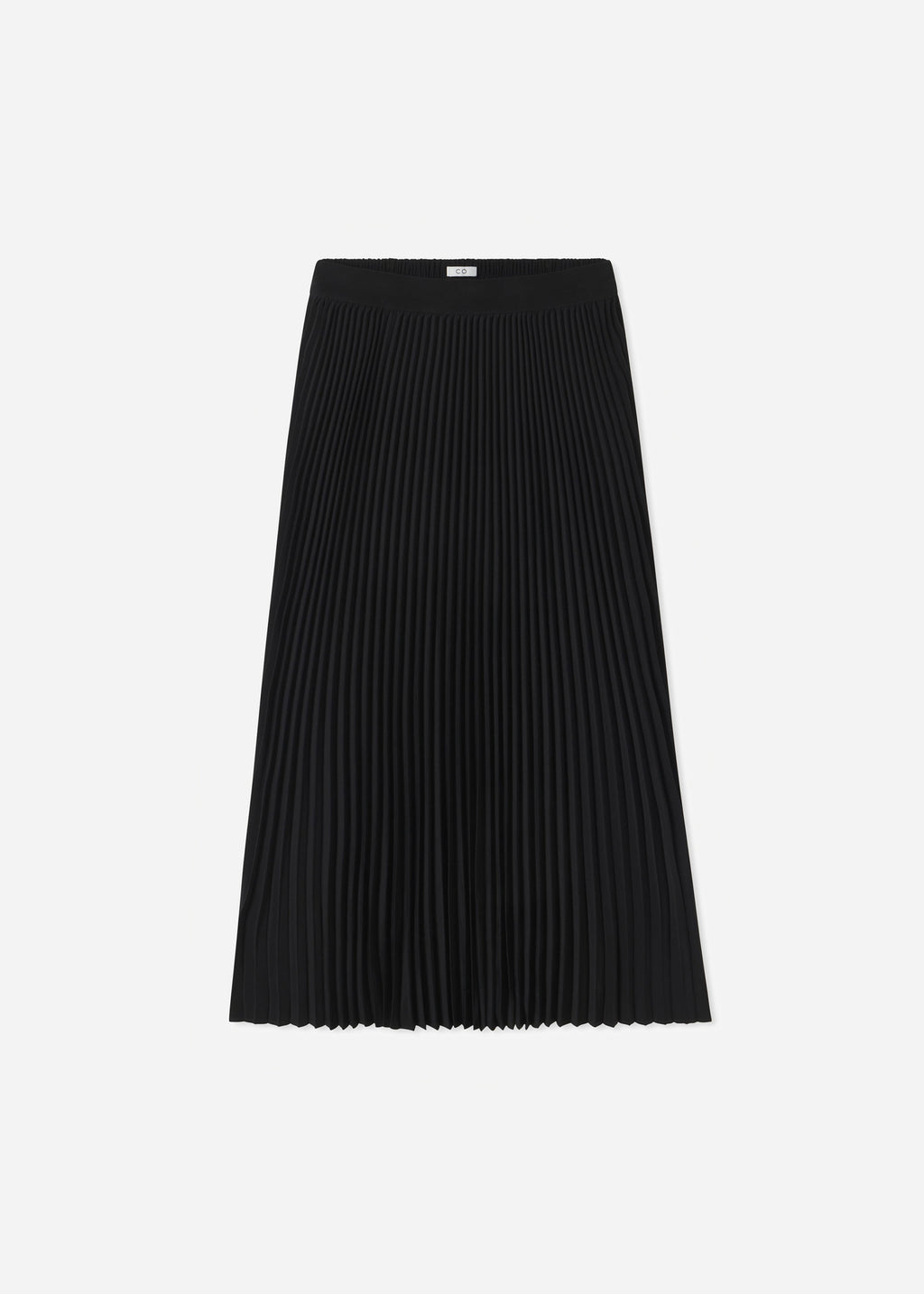 Pleated Elastic Waist Skirt in Stretch Crepe - Black - CO