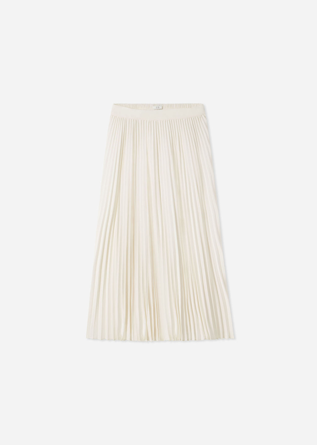 Pleated Elastic Waist Skirt in Stretch Crepe - Ivory - CO