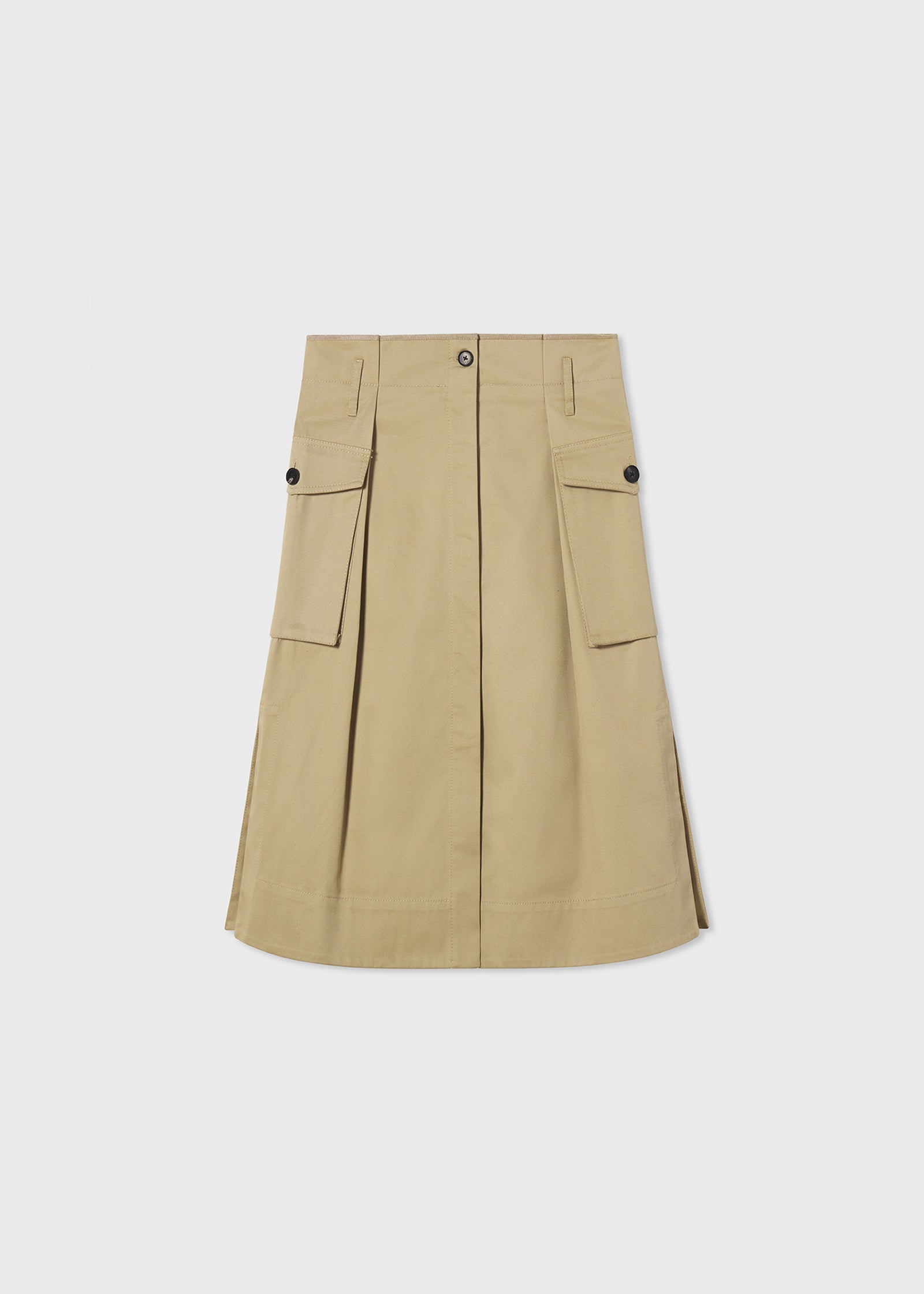Cargo Pocket Pencil Skirt in Cotton Twill - Khaki - CO Collections