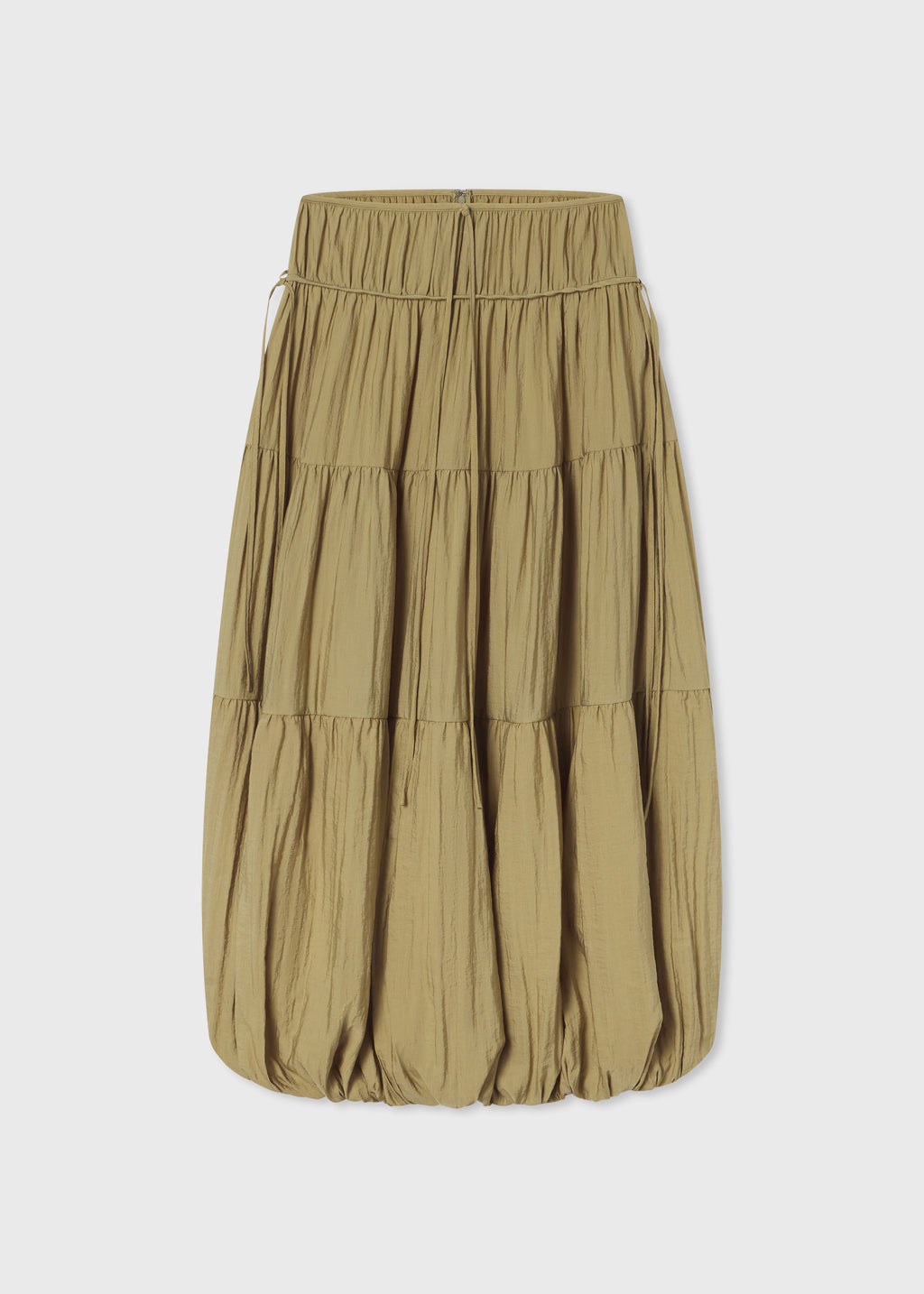 Soft Gathered Bubble Skirt in Wrinkled Nylon - Aloe - CO