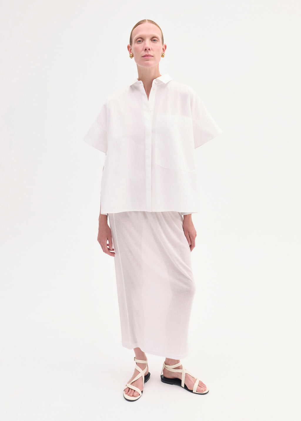 Pencil Skirt in Cotton Jersey -Ivory - CO