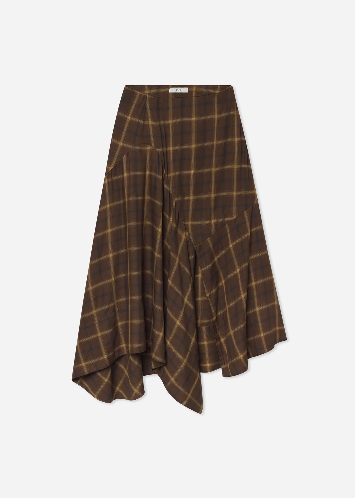 Asymmetric Full Skirt in Check Plaid - Chocolate, image 7 of 7