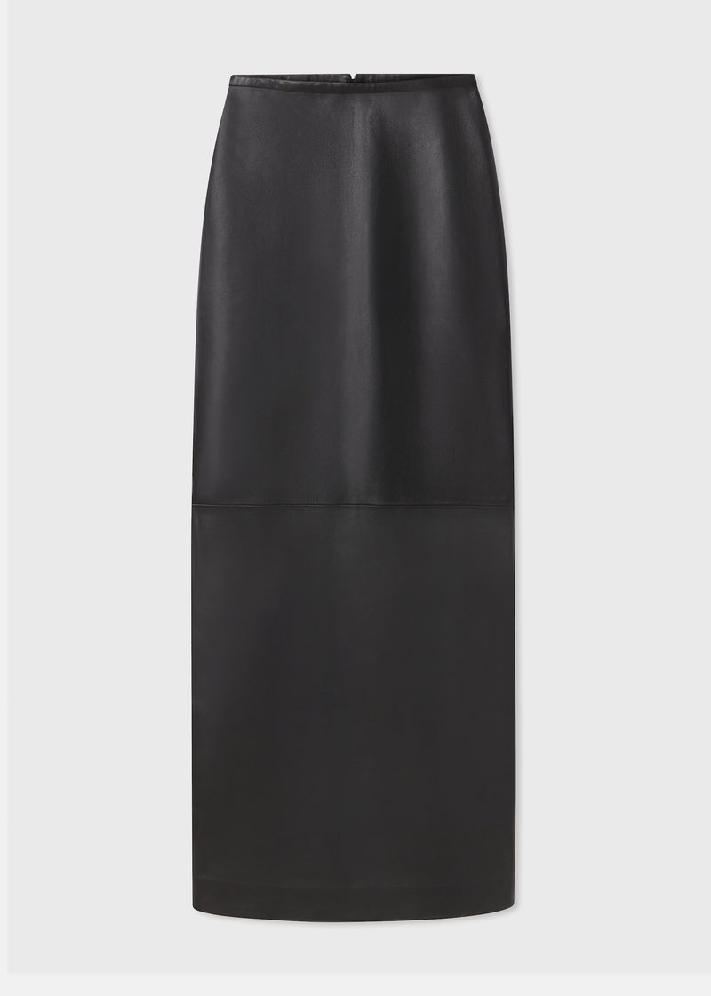 Full Length Skirt in Leather  - Black - CO