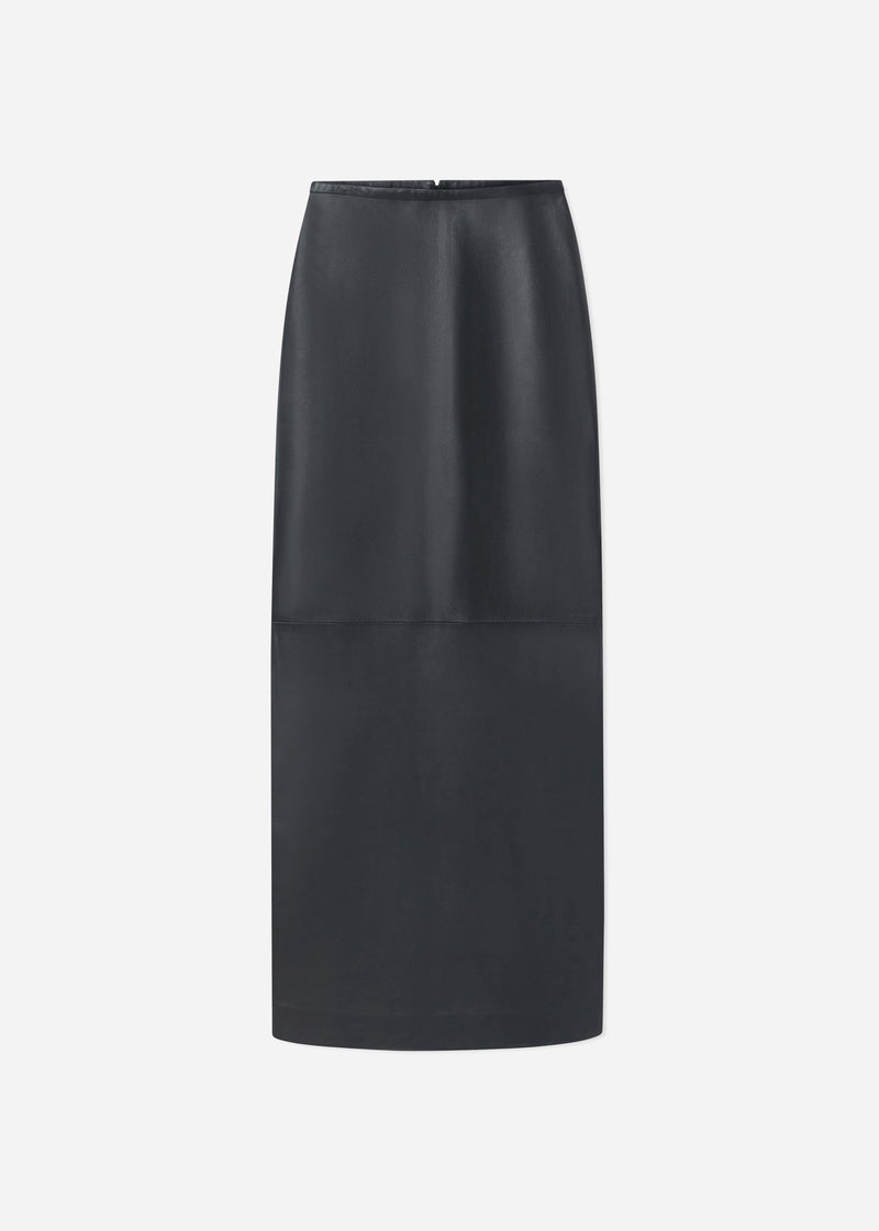 Full-Length Pencil Skirt in Leather - Chocolate - CO