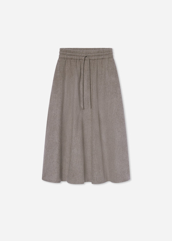 Drawstring Skirt in Wool Cashmere - Oatmeal - CO