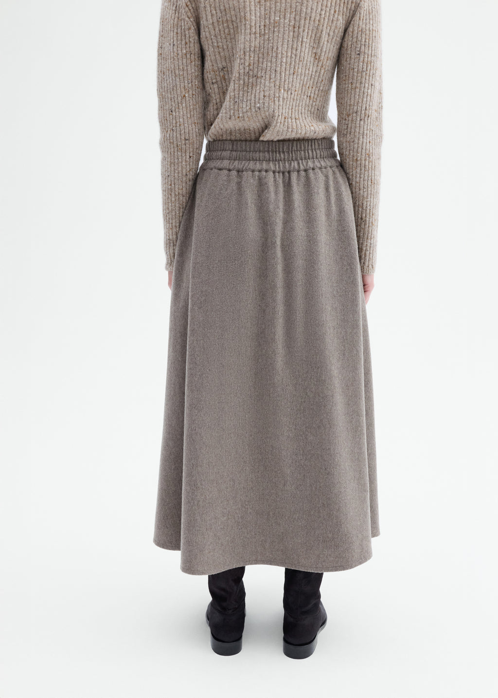 Drawstring Skirt in Wool Cashmere - Oatmeal - CO