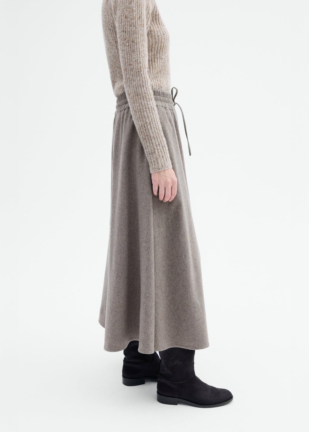 Drawstring Skirt in Wool Cashmere - Oatmeal - CO
