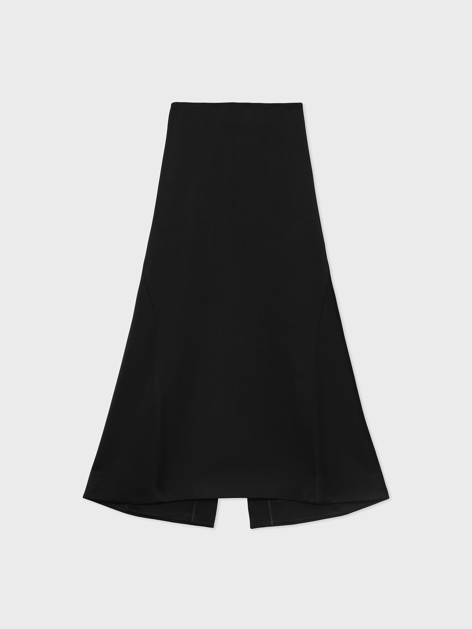 Long Peplum Skirt in Satin Crepe - Black - CO Collections